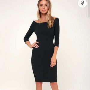 Lulu’s CEO My! black three quarter sleeve bodycon midi dress size Small NWT